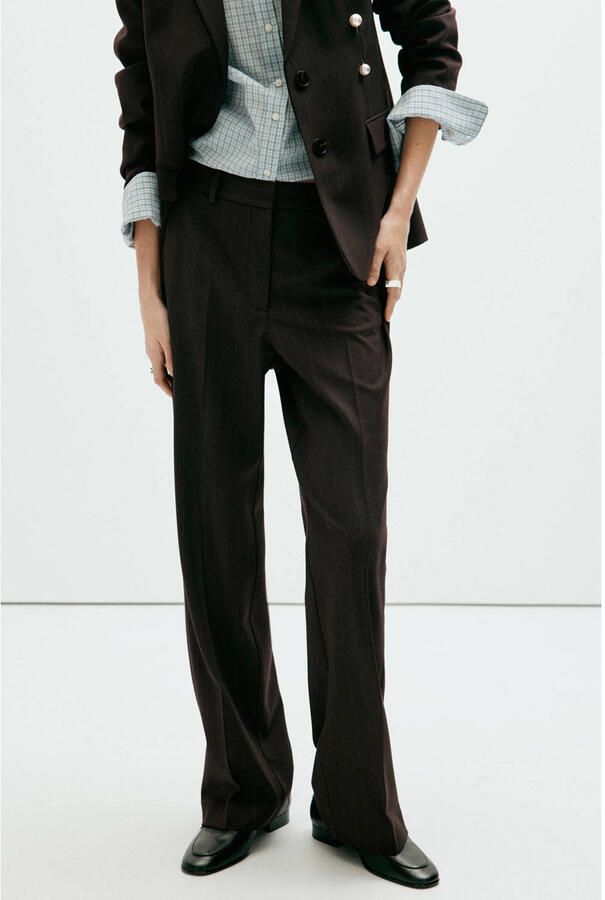 Mango straight leg broek met krijtstreep