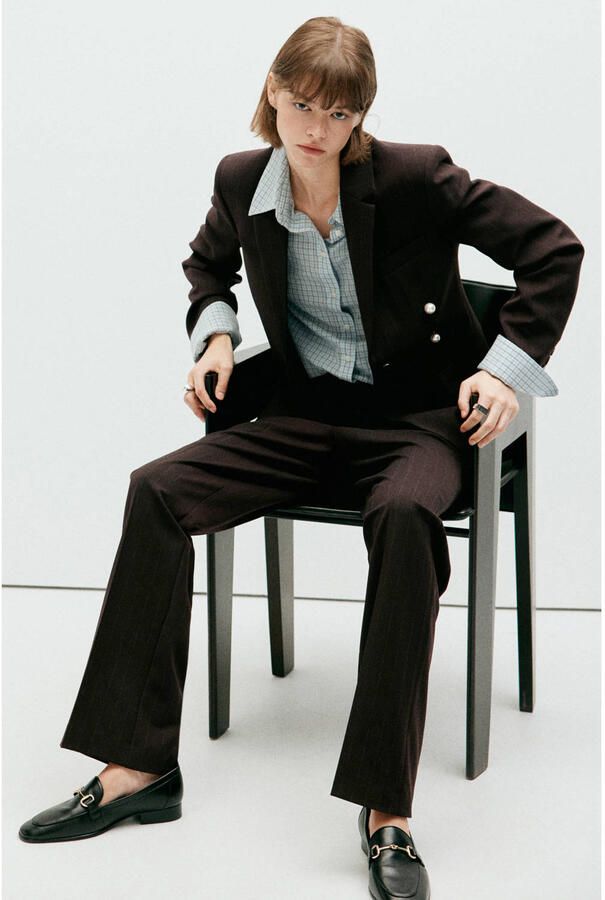 Mango straight leg broek met krijtstreep - Foto 2