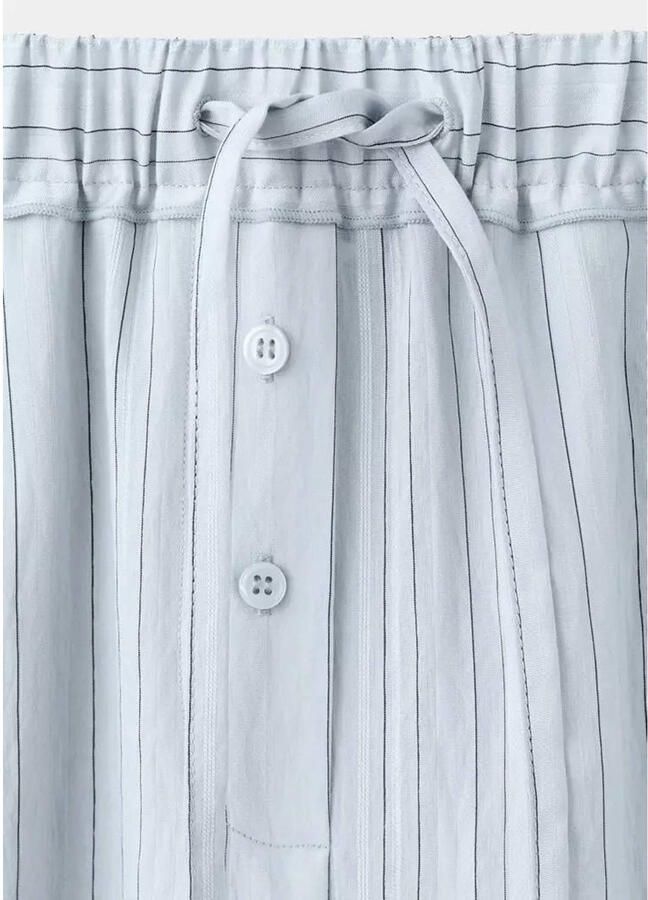 Mango straight leg broek met krijtstreep lichtblauw - Foto 2