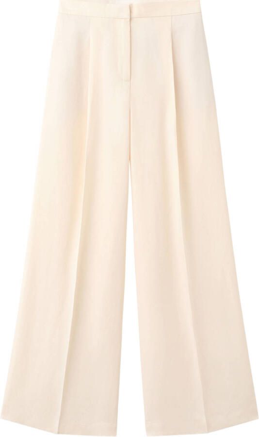 Mango straight leg broek met linnen beige