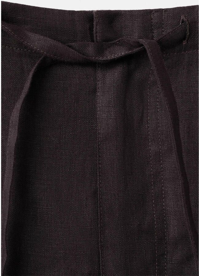 Mango straight leg broek met linnen bruin - Foto 2