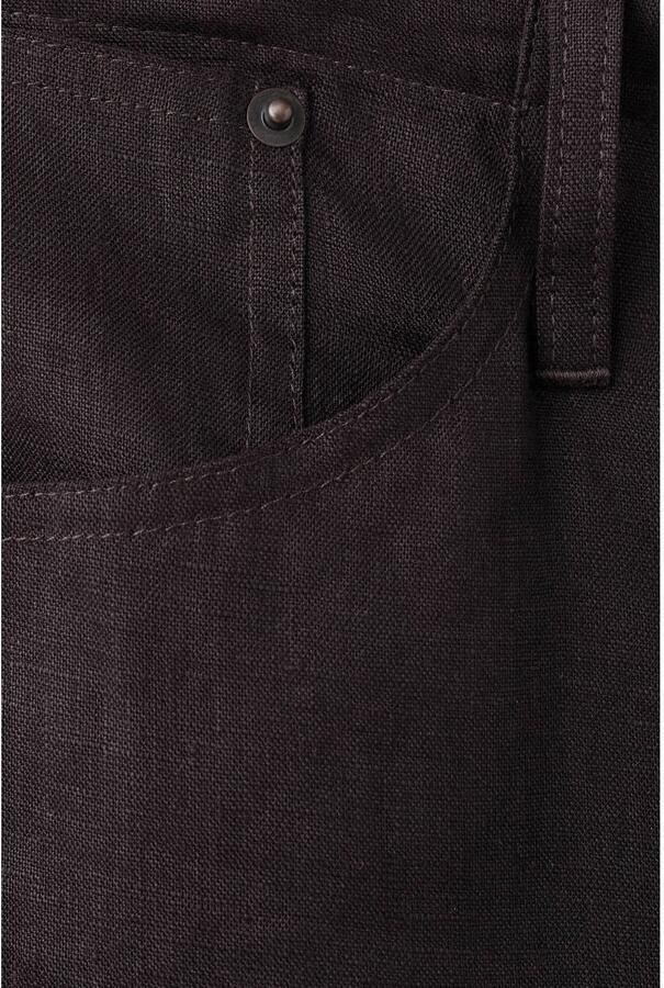 Mango straight leg broek met linnen bruin - Foto 3