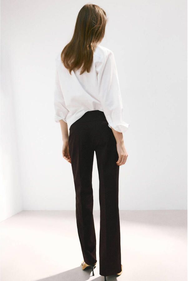 Mango straight leg broek met siergesp donkerbruin - Foto 2