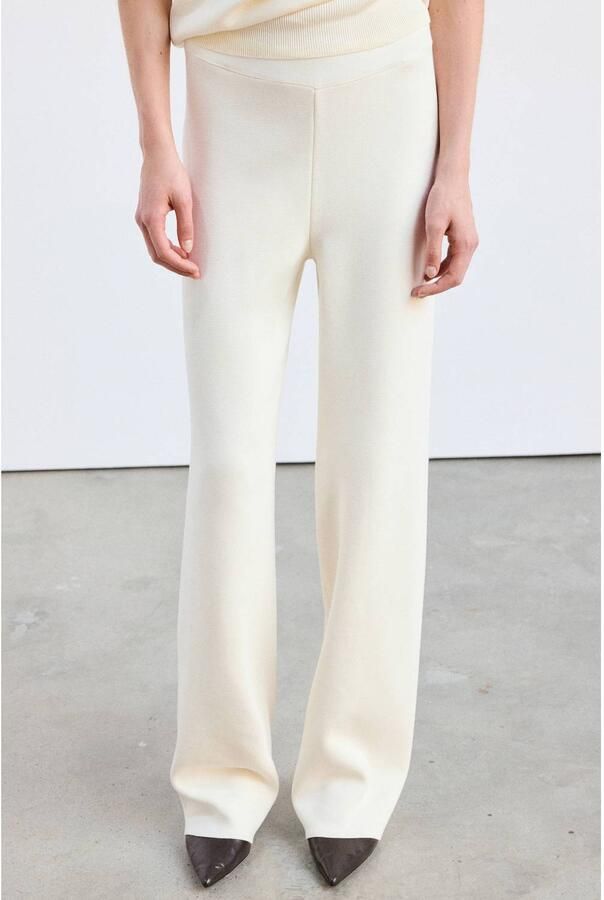Mango straight leg casual broek ecru