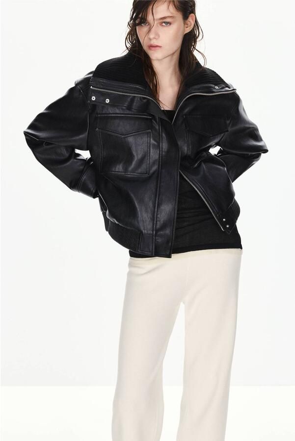 Mango straight leg casual broek ecru - Foto 3