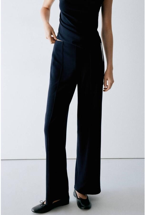 Mango straight leg casual broek marineblauw