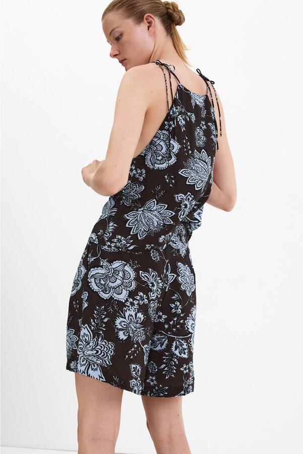Mango straight leg casual gebloemde short bruin - Foto 3