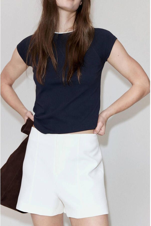 Mango straight leg casual short beige