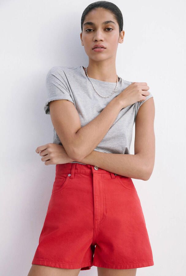 Mango straight leg casual short rood