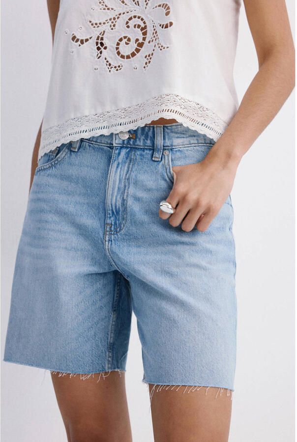 Mango straight leg denim short lichtblauw - Foto 3