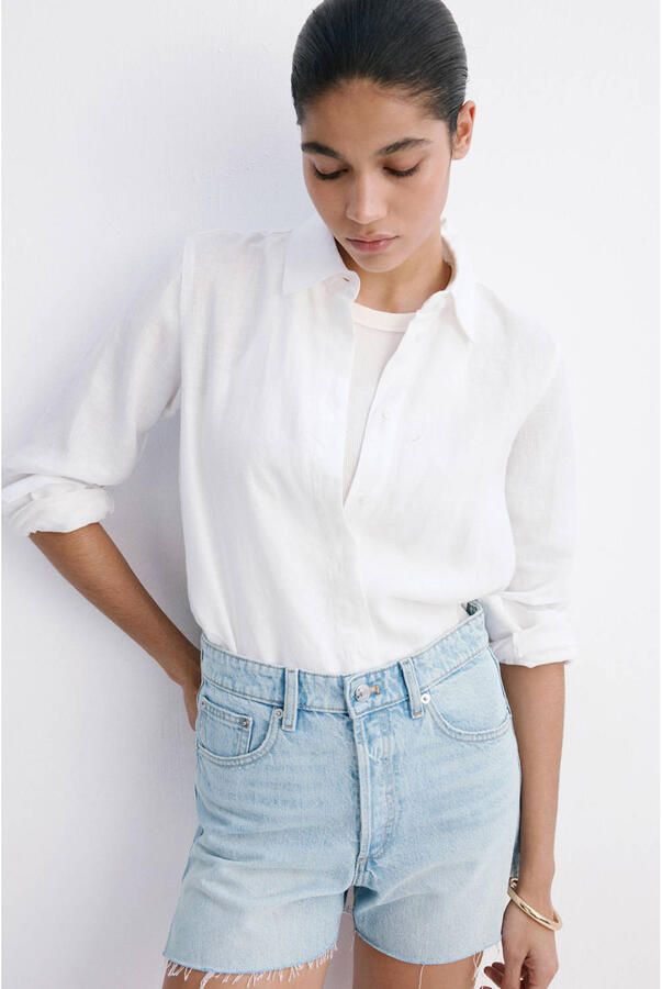 Mango straight leg denim short lichtblauw