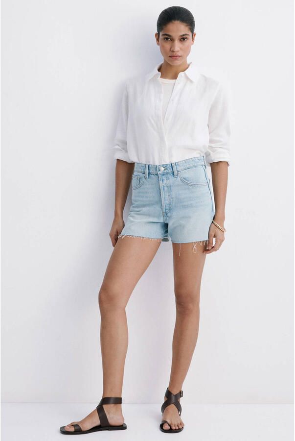Mango straight leg denim short lichtblauw - Foto 3