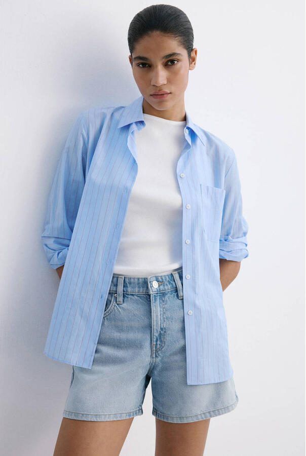 Mango straight leg denim short lichtblauw - Foto 3
