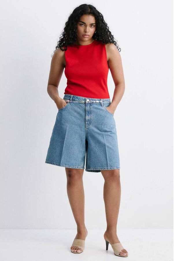 Mango straight leg denim short mediumblauw denim - Foto 2