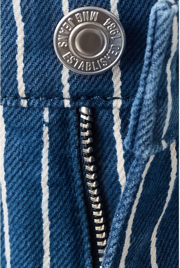 Mango straight leg denim short met krijtstreep donkerblauw - Foto 2