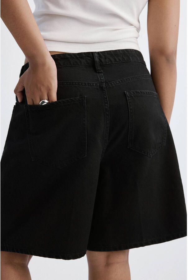 Mango straight leg denim short zwart - Foto 3
