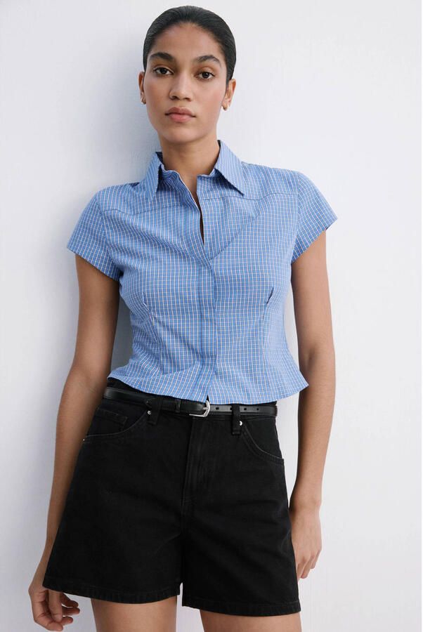 Mango straight leg denim short zwart