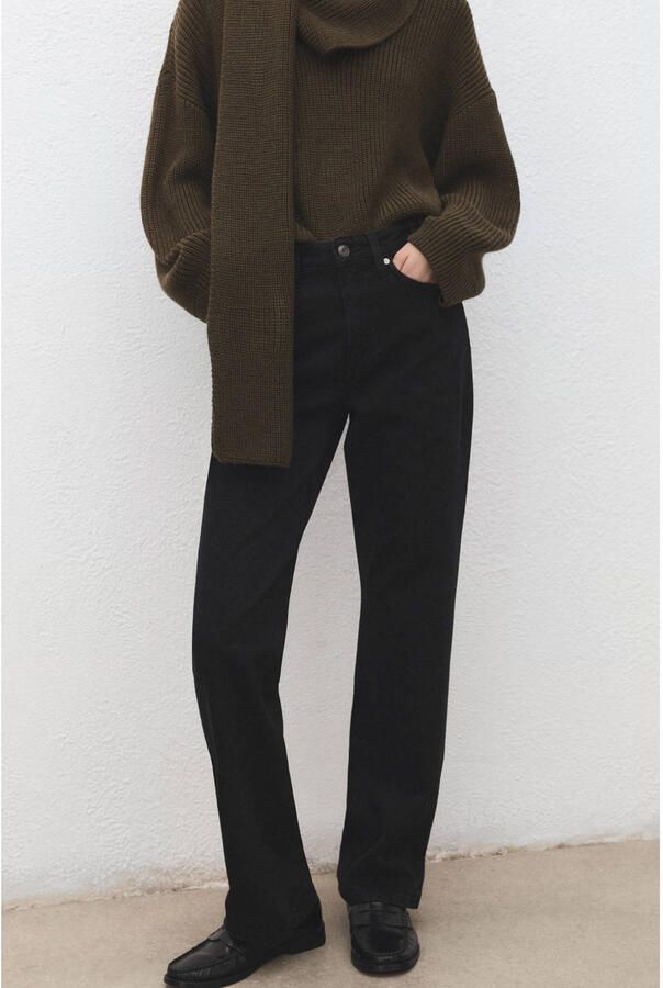 Mango straight leg jeans black denim