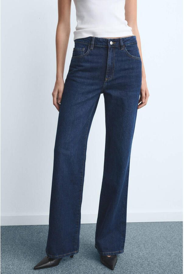 Mango straight leg jeans dark blue denim