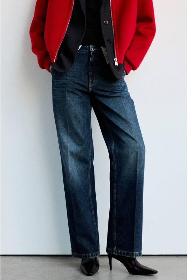 Mango straight leg jeans donkerblauw denim