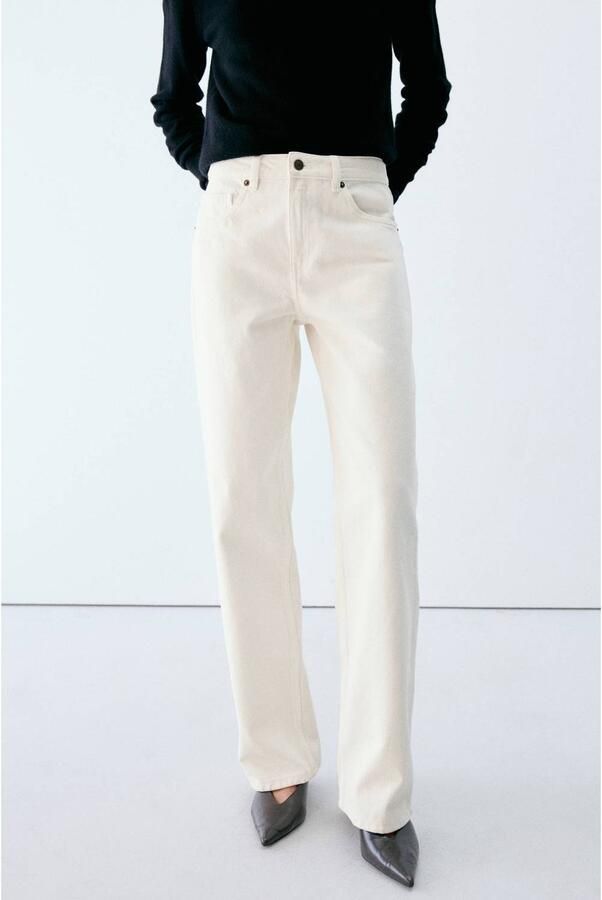 Mango straight leg jeans ecru