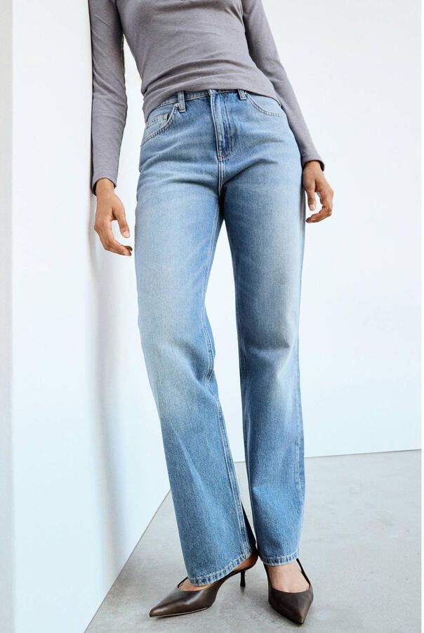 Mango straight leg jeans medium blauw