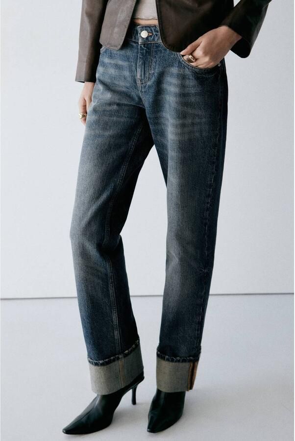 Mango straight leg jeans medium blue denim