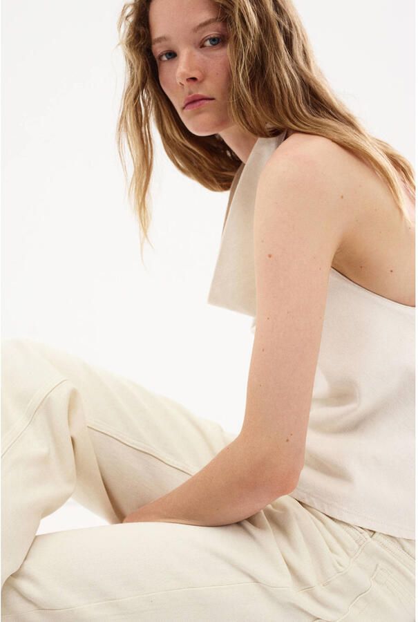 Mango straight leg jeans met ceintuur ecru - Foto 2