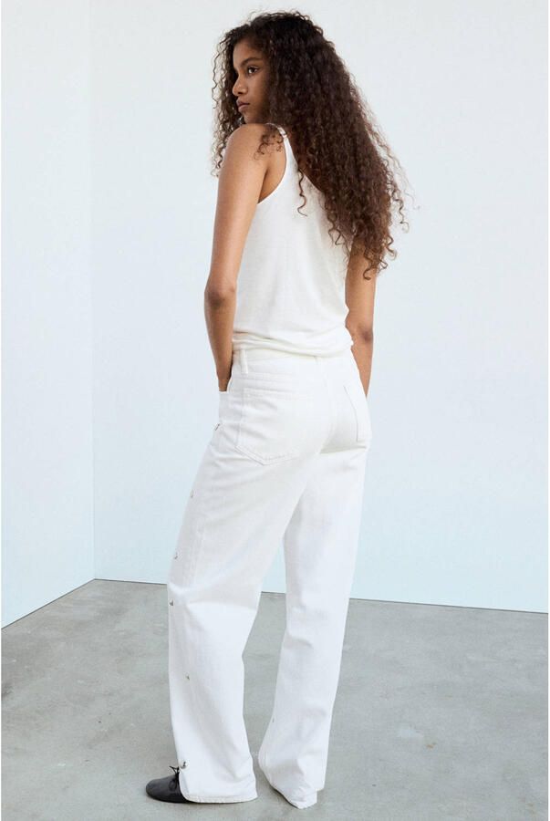 Mango straight leg jeans met studs wit - Foto 3