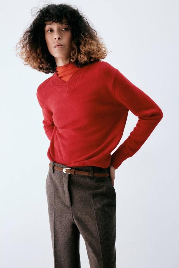 Mango straight leg pantalon met wol bruin - Foto 2