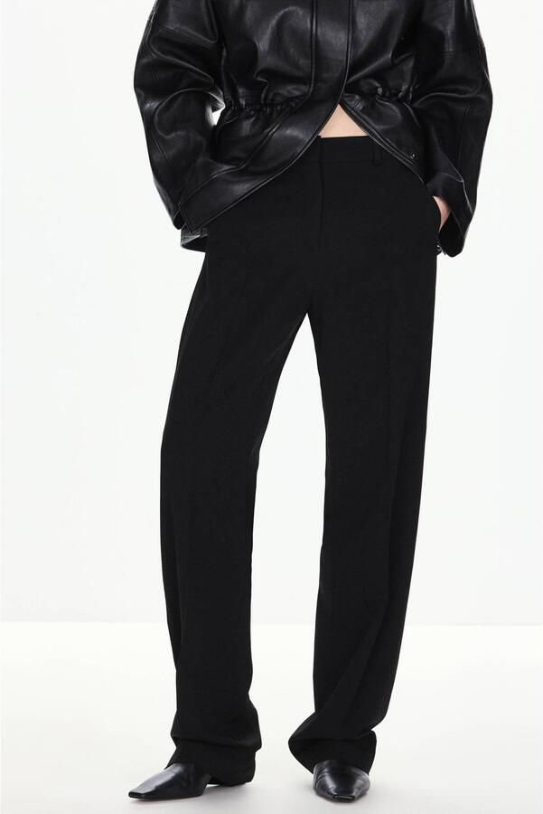 Mango straight leg pantalon zwart