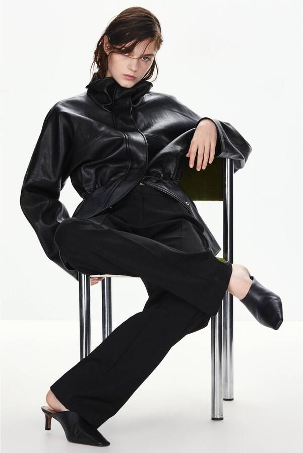 Mango straight leg pantalon zwart - Foto 2
