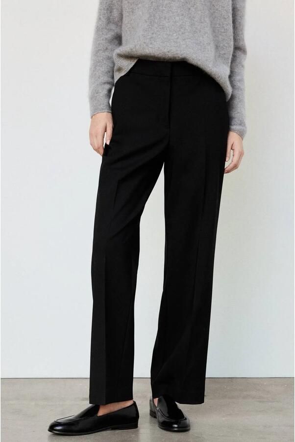Mango straight leg pantalon zwart