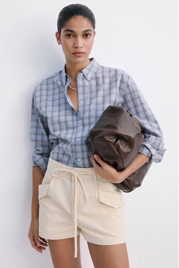Mango straight leg short beige