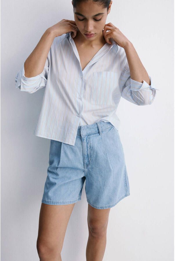 Mango straight regular waist bermuda short medium blue denim - Foto 2