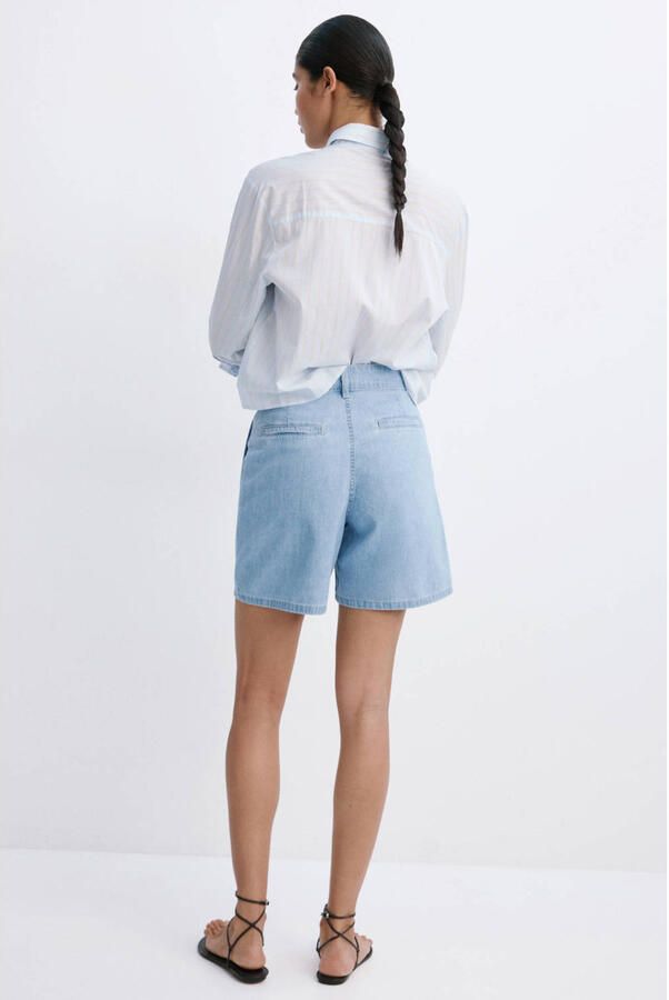Mango straight regular waist bermuda short medium blue denim - Foto 3