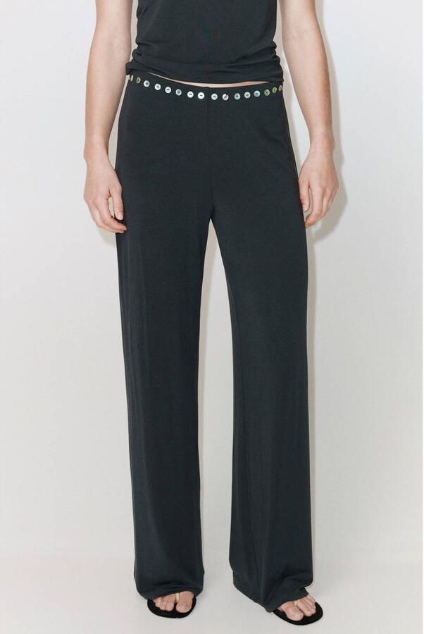 Mango straight regular waist broek antraciet
