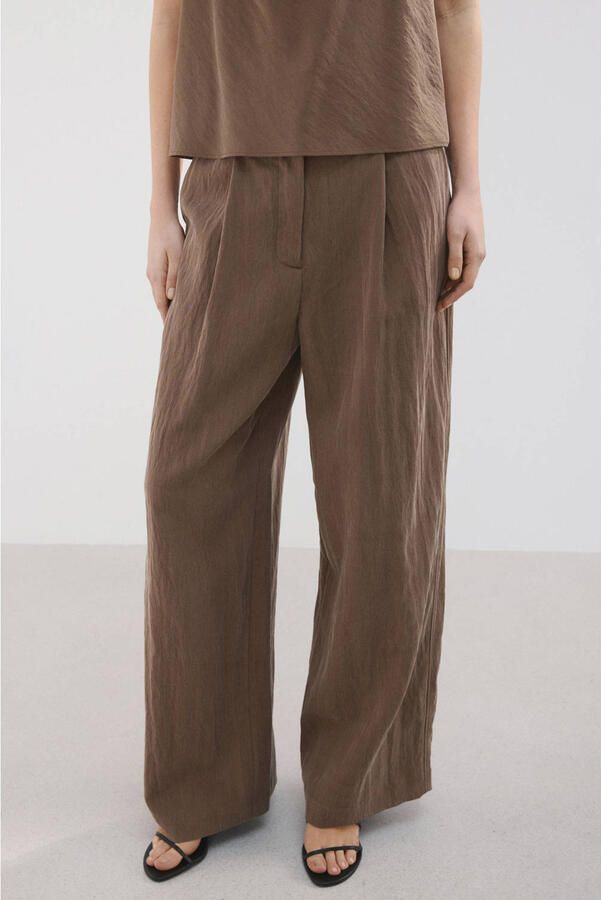 Mango straight regular waist broek bruin