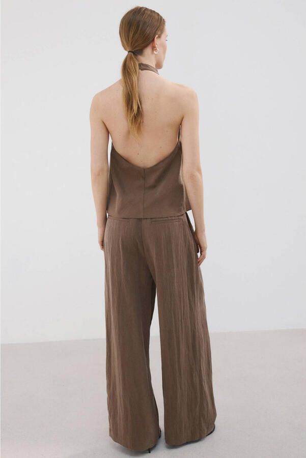 Mango straight regular waist broek bruin - Foto 3