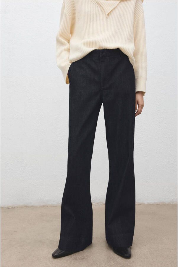 Mango straight regular waist broek dark blue denim