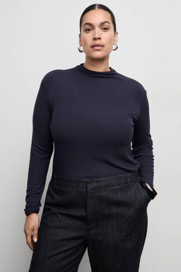 Mango straight regular waist broek dark blue denim - Foto 3