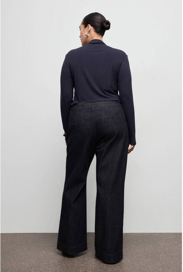 Mango straight regular waist broek dark blue denim - Foto 2