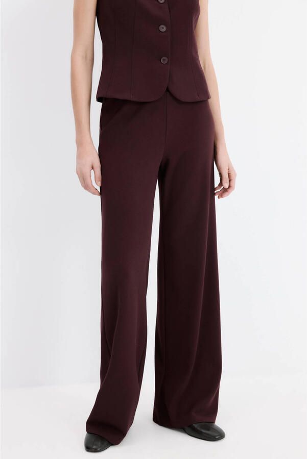 Mango straight regular waist broek donkerrood