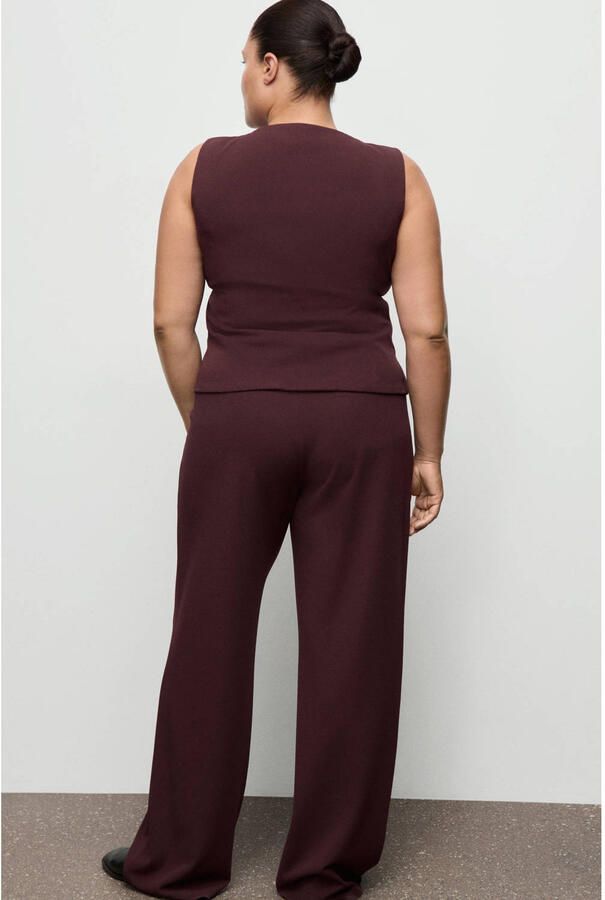 Mango straight regular waist broek donkerrood - Foto 2
