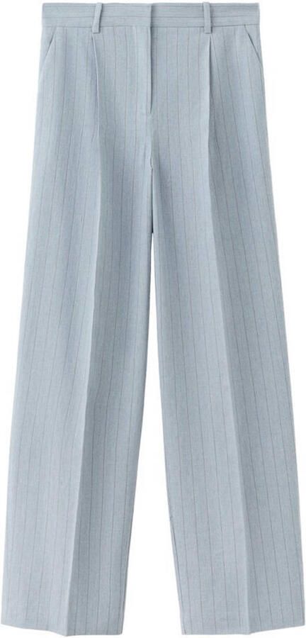 Mango straight regular waist broek met krijtstreep blauw - Foto 3