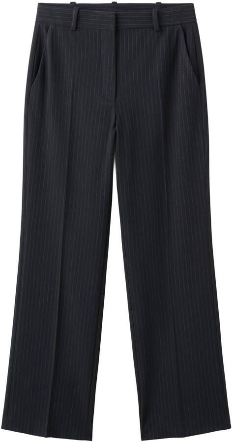 Mango straight regular waist broek met krijtstreep marineblauw