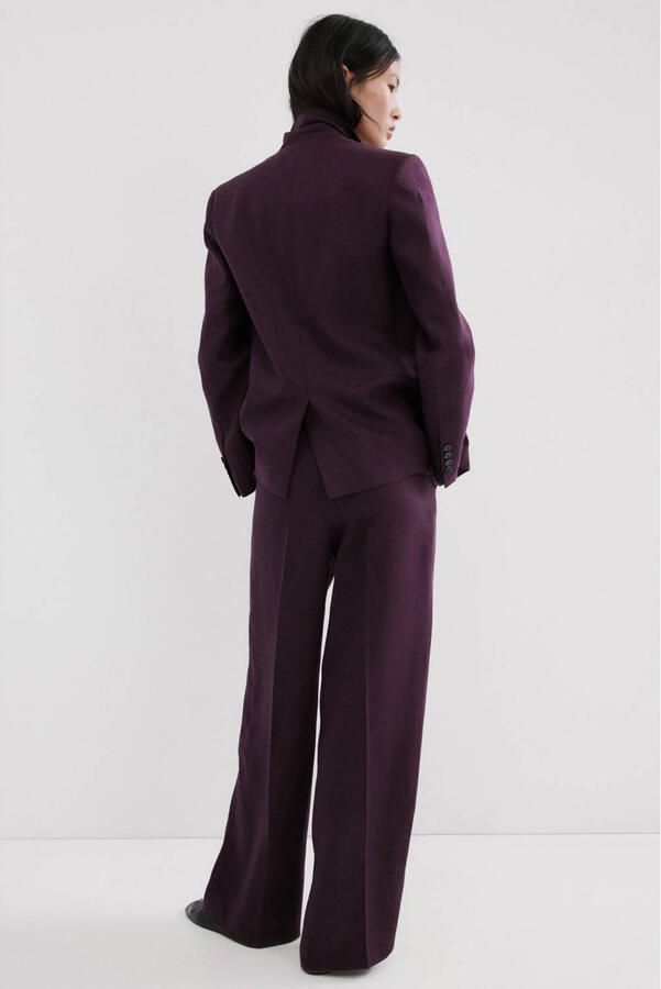 Mango straight regular waist broek met linnen - Foto 3