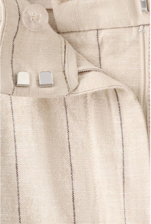 Mango straight regular waist broek met linnen met krijtstreep beige - Foto 2