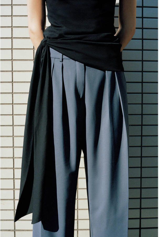 Mango straight regular waist broek petrol