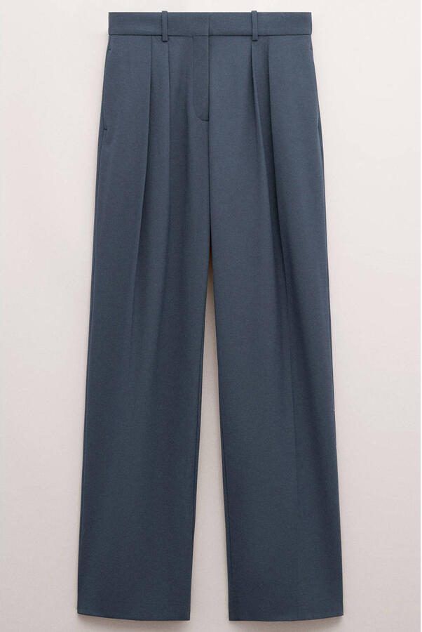 Mango straight regular waist broek petrol - Foto 3